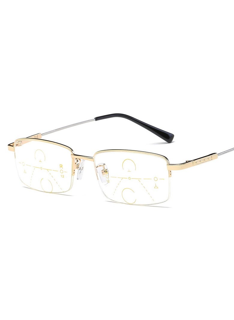 Progressive Multifocus Reading Glasses Anti Blue Light Readers with Diamond Cutting Design Anti-Fatigue Clear Lens Spectacle Readers for Men