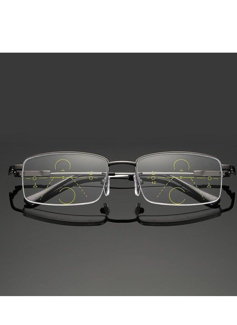 Progressive Multifocus Reading Glasses Anti Blue Light Readers with Diamond Cutting Design Anti-Fatigue Clear Lens Spectacle Readers for Men