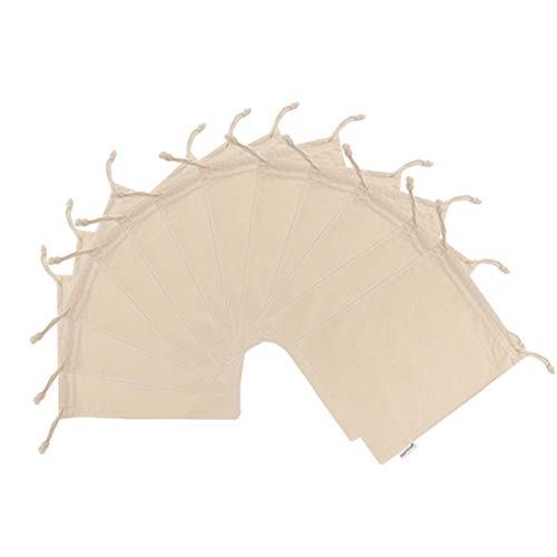 Augbunny 100% Cotton 8- by 10-Inch Muslin Bags with Drawstring, For Bulk Food Storage 12-Pack - Image 3