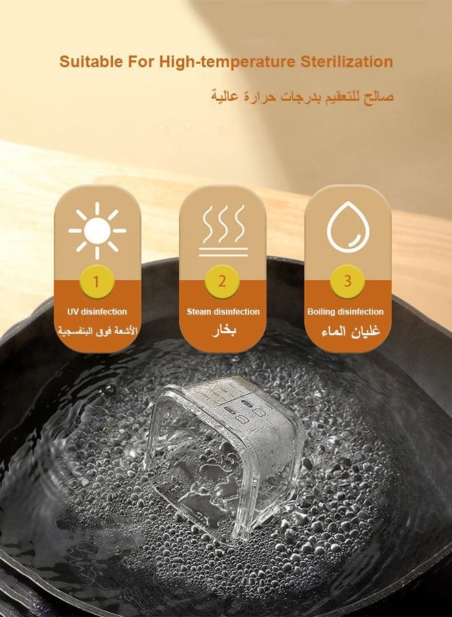إلفسا 3 عبوات طعام أطفال مربعة الشكل، أوعية تخزين طعام الرضع قابلة لإعادة الاستخدام، عبوات صغيرة للوجبات الخفيفة مع أغطية للرضع والأطفال، قابلة للاستخدام في الميكروويف والغسل في غسالة الأطباق - Image 5
