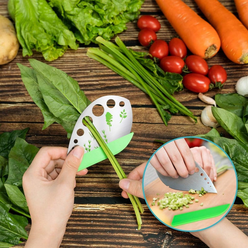VIBIRIT VlBlRlIT2025 Upgraded Herb Scissor,Leaf Stripper,Stainless Steel 5Blade Kitchen Scissors,Peelers for Kitchen,forChopping Chive,Vegetables,Salad,collard Greens,Parsley,Rosemary As Christmas gifts Green - Image 4