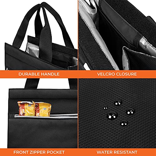 opux Lunch Bag for Women, Insulated Lunch Box Tote for Girls Kids Adult School Work, Reusable Womens Lunch Tote for Office Travel, Cute Small Lunch Tote, Fits 12 Cans - Black - Image 4