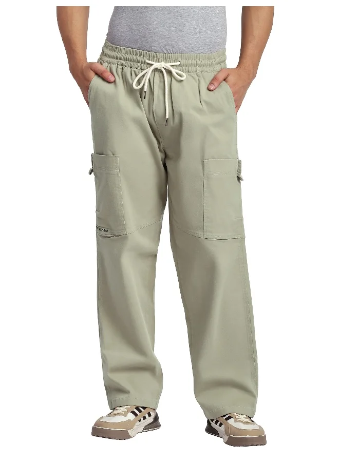 Beyoung Grey Elasticated Cargo Pants