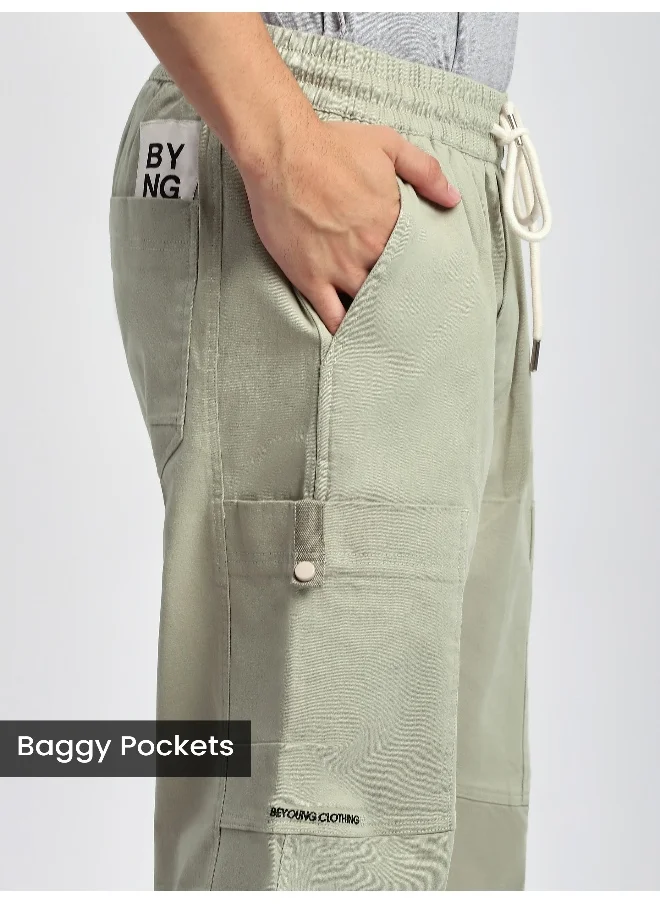 بيونغ Grey Elasticated Cargo Pants