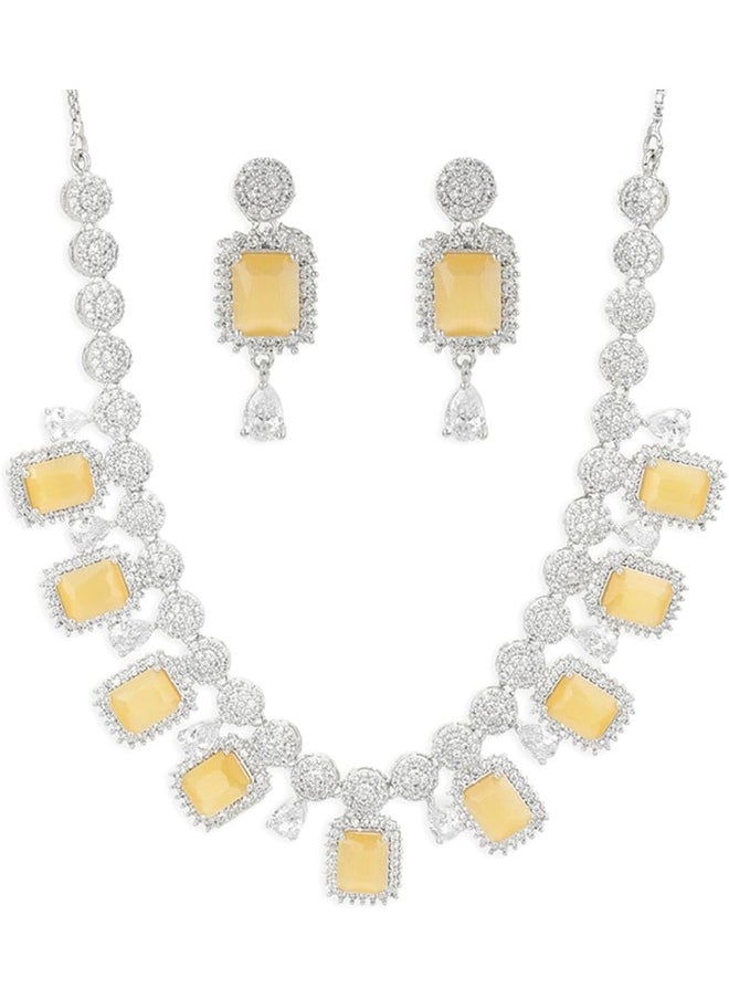 CZ Silver Plated Pearl Brass Necklace Set with Yellow Stone - pzsku/Z6D224FEF0EFC0C1AE579Z/45/_/1730198356/e1a9c8fc-ff21-4cf6-a713-f78ead3a56f7