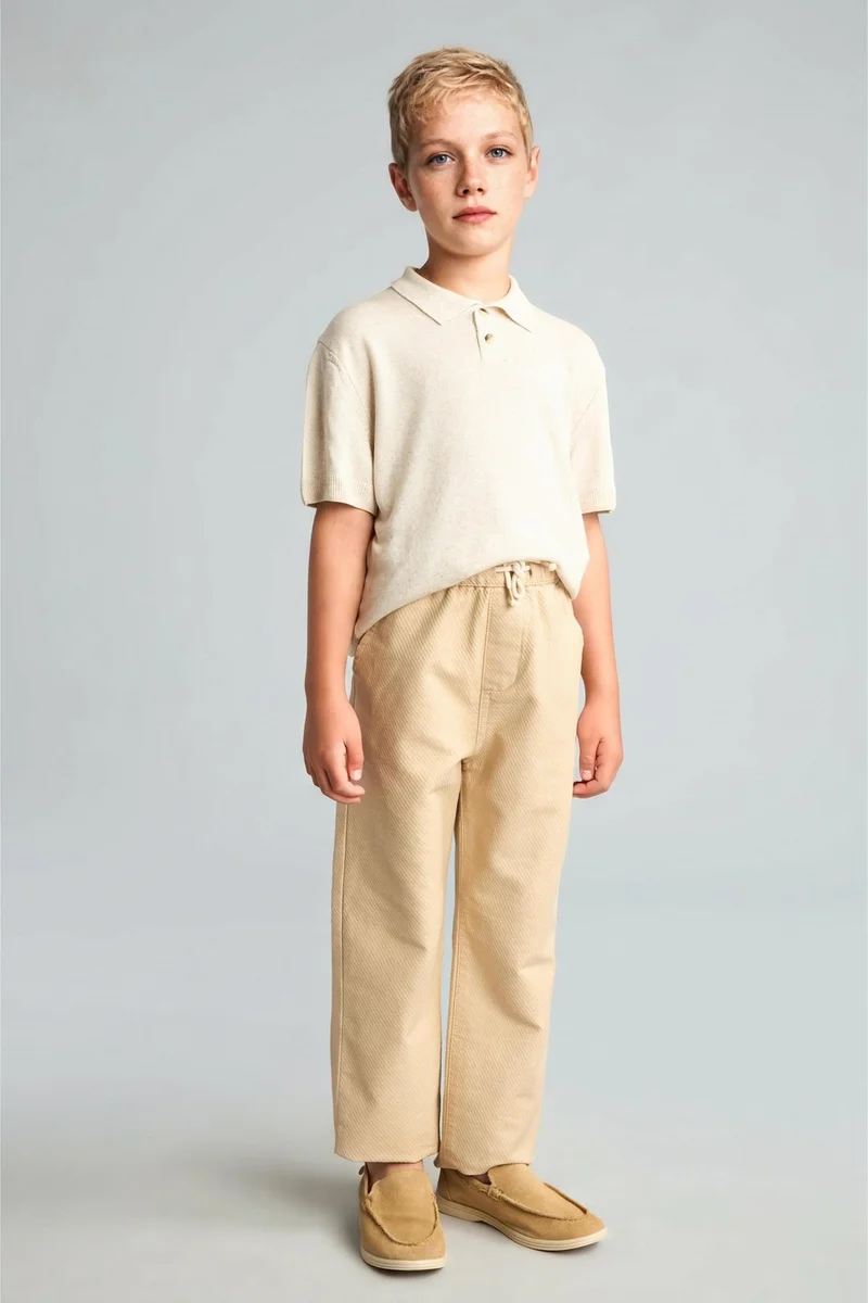 ديفاكتو Boy Regular Fit Polo Collar Pullover
