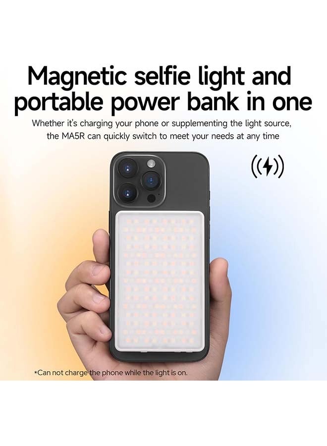 Godox Godox MA5R Magnetic Charging Selfie Light for Phones, Full Color Fill Light with 14 Fx Modes,CRI95+ RGB Video Light,CCT 1800K-10000K,Support APP/NFC, for TikTok/Vlog,/Zoom Calls,/Makeup(White)  - Image 3