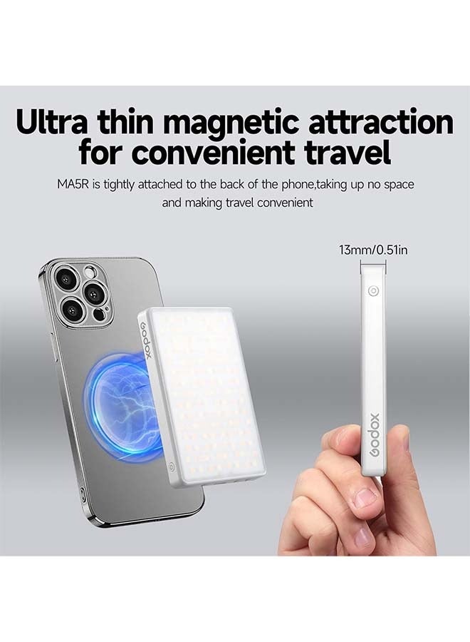 Godox Godox MA5R Magnetic Charging Selfie Light for Phones, Full Color Fill Light with 14 Fx Modes,CRI95+ RGB Video Light,CCT 1800K-10000K,Support APP/NFC, for TikTok/Vlog,/Zoom Calls,/Makeup(White)  - Image 5