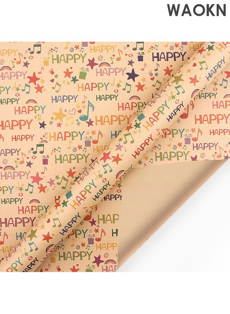 WAOKN 6-Piece Gift Wrapping Paper Roll with Matching Gift Tags and Decorative Rope, Kraft Brown Gift Wrapping Paper for Birthday, Holiday, Wedding, Party, Kids Gift Wrapping DIY Decorations (70cmX50cm) - Image 5
