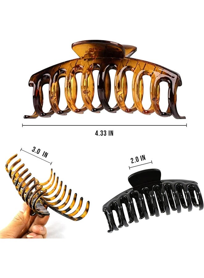 Premify 4 Pieces Hair Claw Clips, Large 4.3 Inches Acrylic Nonslip Strong Hold Jumbo Jaw Hair Clips For Women  - Image 2