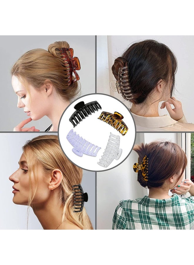 Premify 4 Pieces Hair Claw Clips, Large 4.3 Inches Acrylic Nonslip Strong Hold Jumbo Jaw Hair Clips For Women  - Image 4