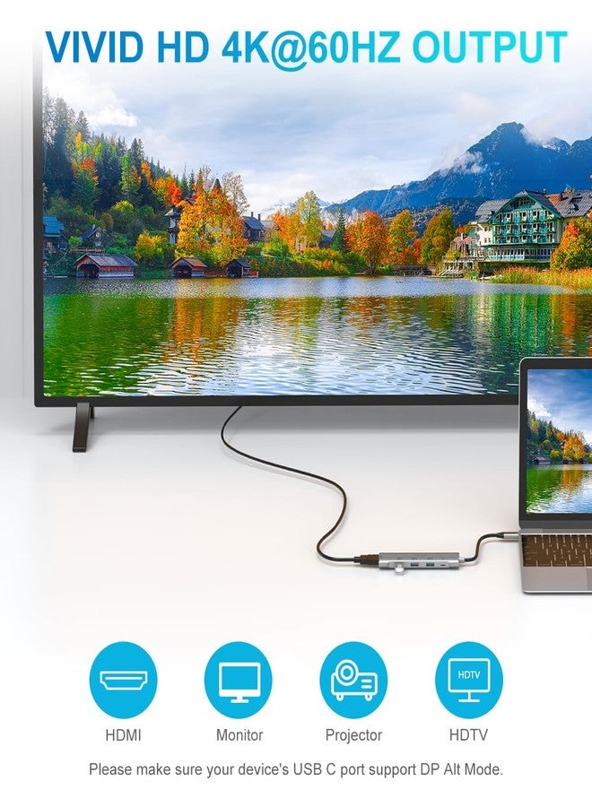 موزع USB-C من Aorz، محول متعدد المنافذ USB-C بدقة 4K@60Hz، محول 5 في 1 من USB-C إلى HDMI مع مخرج HDMI بدقة 4K، و3 منافذ USB 3.0، ومنفذ PD، متوافق مع MacBook وSteam Deck ومعظم أجهزة Type-C - Image 3