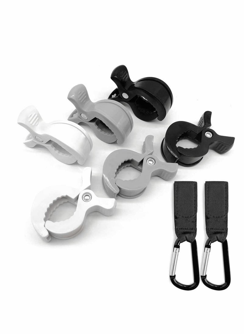 SOLARAE Buggy Grippers & Pram Clips Set 6 Stoller Clips & 2 Hooks Pram Muslin Blanket Clamps Stroller Pegs to Hook Toys Cover Toys Buggy Clips Stroller Pegs Clips - Image 1
