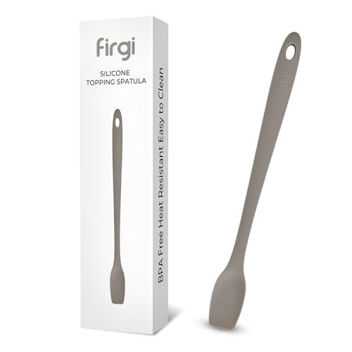 Firgi Platinum Silicone Topping Spatula for Cooking – BPA Free Heat Resistant Cooking Utensils for Non Stick Pans – One-Piece Spoonula for Baking, Mixing & More – Kitchen Scraper 10.7” WarmGray - Image 1