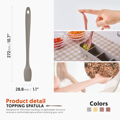 Firgi Platinum Silicone Topping Spatula for Cooking – BPA Free Heat Resistant Cooking Utensils for Non Stick Pans – One-Piece Spoonula for Baking, Mixing & More – Kitchen Scraper 10.7” WarmGray - Image 2