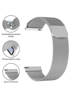 O Ozone Milanese Loop Band For Samsung Galaxy Watch 7 6 5 4 FE 40mm 44mm 45mm/Galaxy Watch 6 4 Classic 43mm 47mm 42mm 46mm  Stainless Steel Strap -Silver  - Image 4