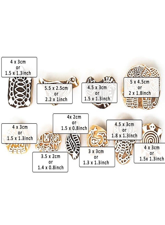 TwoGrams Wooden Stamp Block, Printing Stamp Design Set | Block for Printing Saree Border | Dresses, Craft Card Making, Scrapbook, Clay Pottery | Set of 10 - Image 4