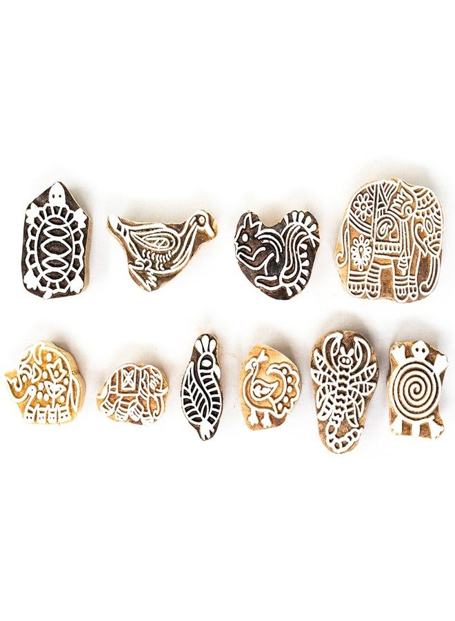 TwoGrams Wooden Stamp Block, Printing Stamp Design Set | Block for Printing Saree Border | Dresses, Craft Card Making, Scrapbook, Clay Pottery | Set of 10 - Image 2