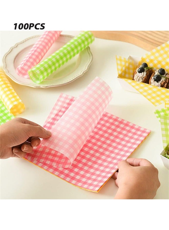 100-Piece Bread Sandwich Burger Fries Food Grade Oil Proof Paper, Wrapping Baking Tools, Cake Packaging Paper 18x18cm - Image 1