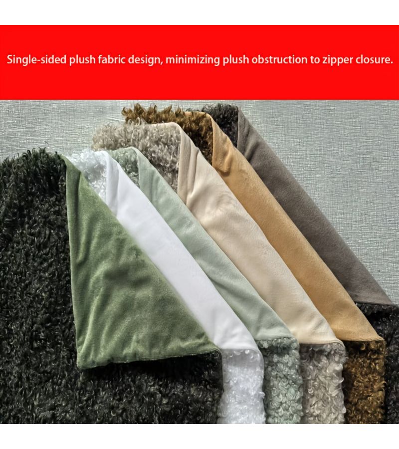 Brown Lamb Wool 2pcs Pillowcase Soft Comfortable Zipper Closure Machine Washable For Living Room Sofa Bedroom 17.72inch - Image 5