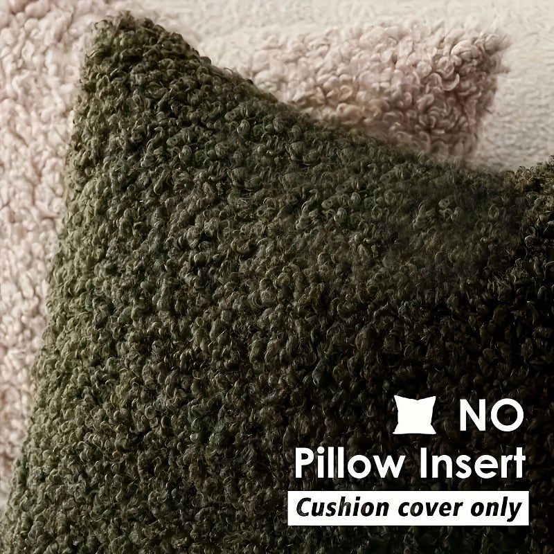 Brown Lamb Wool 2pcs Pillowcase Soft Comfortable Zipper Closure Machine Washable For Living Room Sofa Bedroom 17.72inch - Image 2