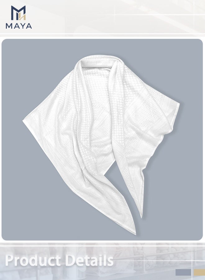 Maya White Shemagh Scarf with Black Agal Rope Headband, 140x140cm Large Square Desert Keffiyeh Headwrap, Breathable Cotton Blend Outdoor Neck Gaiter for Men Hiking Camping Motorcycle - Image 5