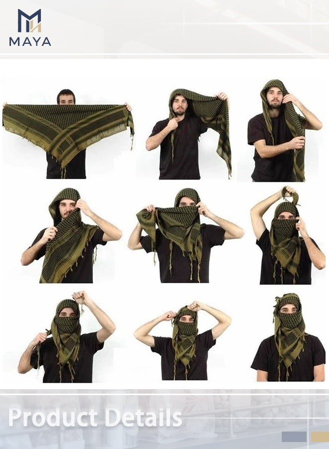 Maya White Shemagh Scarf with Black Agal Rope Headband, 140x140cm Large Square Desert Keffiyeh Headwrap, Breathable Cotton Blend Outdoor Neck Gaiter for Men Hiking Camping Motorcycle - Image 4