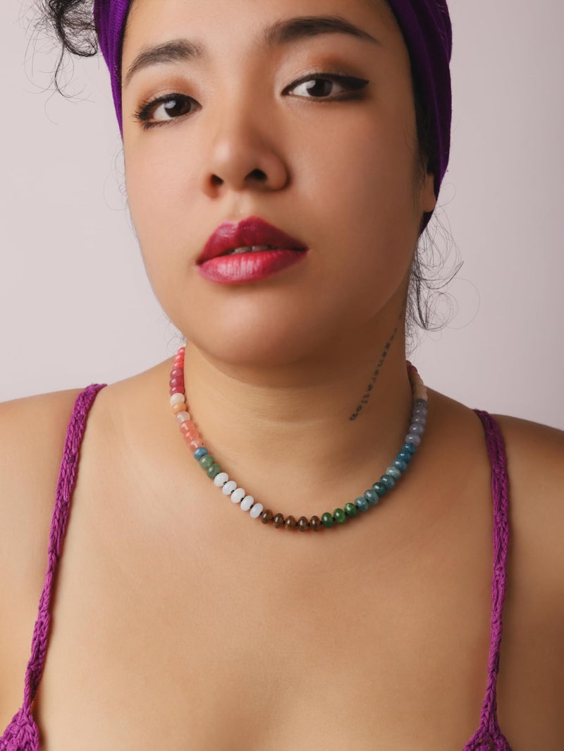 Sacina Boho Trendy Colorful Beaded Crystal Choker, Hippie Necklace, Y2k Summer Beach Necklace, Christmas Jewelry Gift for Women - Image 3