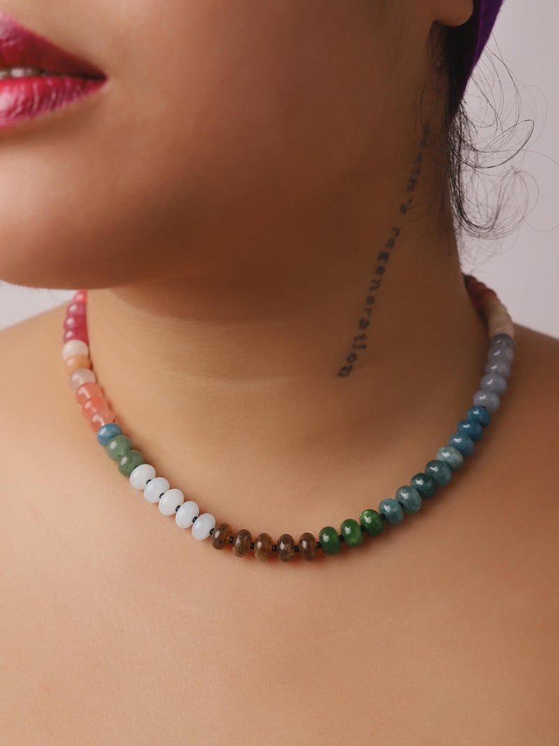 Sacina Boho Trendy Colorful Beaded Crystal Choker, Hippie Necklace, Y2k Summer Beach Necklace, Christmas Jewelry Gift for Women - Image 2