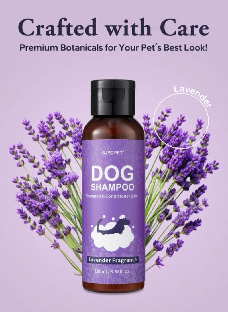 GJYC PET 2-in-1 Dogs & Cats Shampoo & Conditioner – Lavender Scented Grooming Wash – Soothing & Moisturizing Formula with Natural Botanical Extracts – Gentle on Skin, Leaves Coat Soft & Fresh – 100ml (3.38 fl.oz)  - Image 1