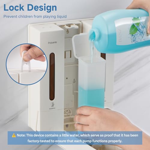Pobamle Shampoo and Conditioner Dispenser - Shower Soap Dispenser Wall Mounted No Drill - Shampoo Conditioner Body Wash Dispenser 3 Chamber - Easy Install for Bathroom Hotel White 1200ml - Image 4