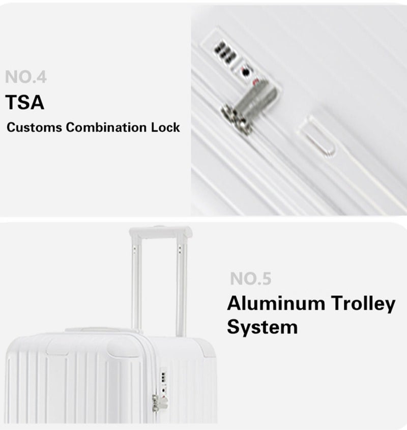 LIGHTGO 7610 white large suitcase PC Suitcase Trunk case check in luggage 29inch with TSA travel case - Image 5