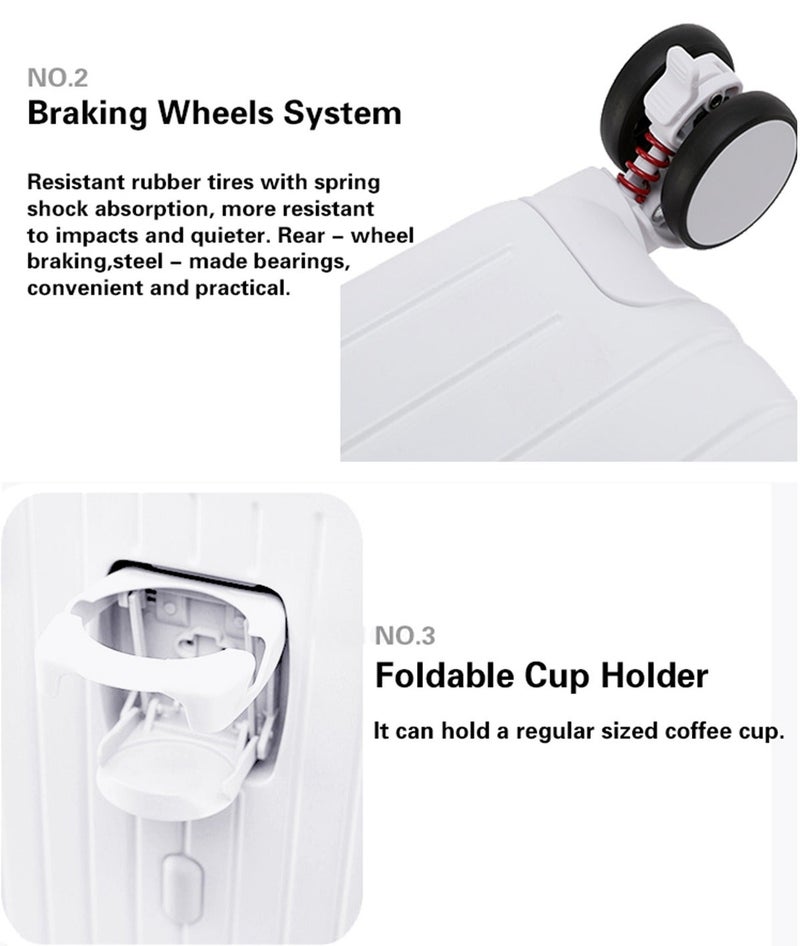 LIGHTGO 7610 white large suitcase PC Suitcase Trunk case check in luggage 29inch with TSA travel case - Image 4