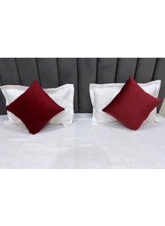 Femfairy Femfairy 200TC Solid Quilted Holland Velvet 1 Bed Runner with Matching 2 Cushion Covers Decorative Set for BedroomsHotel RoomsGuest Rooms Maroon  - Image 2