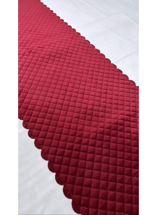 Femfairy Femfairy 200TC Solid Quilted Holland Velvet 1 Bed Runner with Matching 2 Cushion Covers Decorative Set for BedroomsHotel RoomsGuest Rooms Maroon  - Image 3