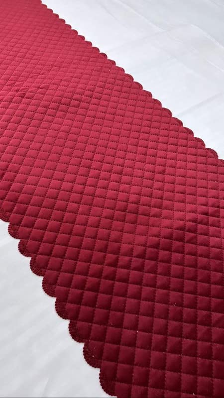Femfairy Femfairy 200TC Solid Quilted Holland Velvet 1 Bed Runner with Matching 2 Cushion Covers Decorative Set for BedroomsHotel RoomsGuest Rooms Maroon  - Image 3