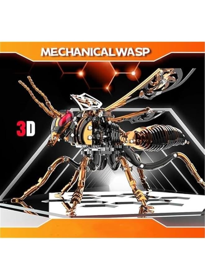 3D Metal Puzzles for Adults, Model Kits of Northern Giant Hornet, Mechanical Wasp Building Blocks, Difficult DIY Assembly, Men's Birthday Gifts (Blackgold) - Image 2