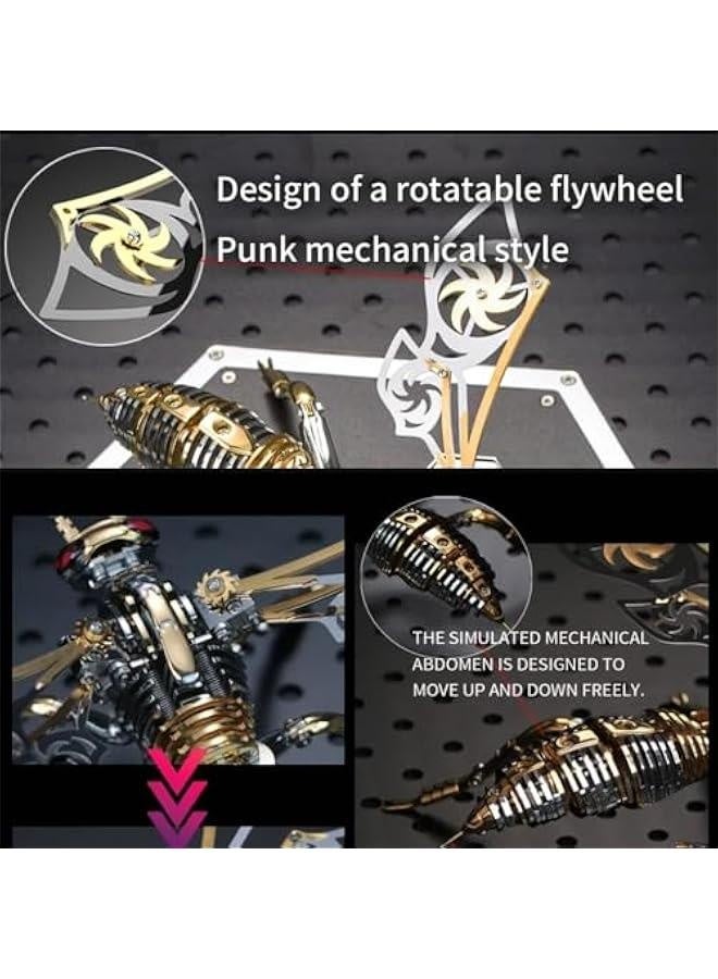 3D Metal Puzzles for Adults, Model Kits of Northern Giant Hornet, Mechanical Wasp Building Blocks, Difficult DIY Assembly, Men's Birthday Gifts (Blackgold) - Image 4