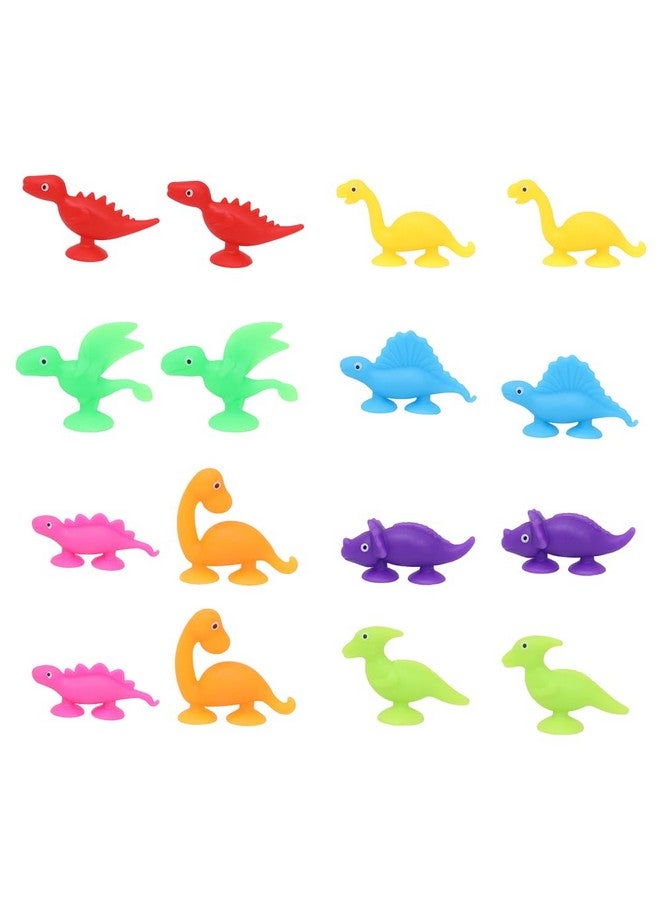 YUERFEILA 16 PCS Suction Cup Toys Bath Toys Party Favor for Kids ,Dinosaur Silicone Sucker Toys No Hole Bathtub Shower Toys Travel Toys Window Toys for Toddlers Boys Girls - Image 1