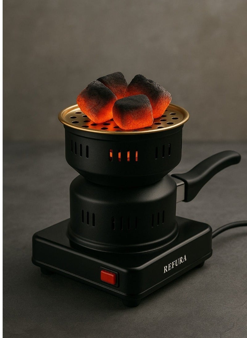 REFURA Electric Charcoal Starter, Fire Burner Stove - Porcelain Coating Removable Handle - For Boiler Bbq, Fire Entry And Coal Burner | Black | RE-8008 - Image 1