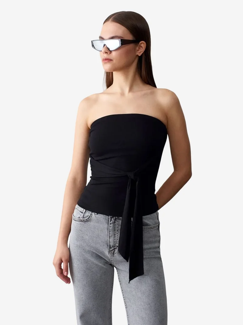 ديلفين DILVIN Slim Fit Strapless Bandeau Blouse