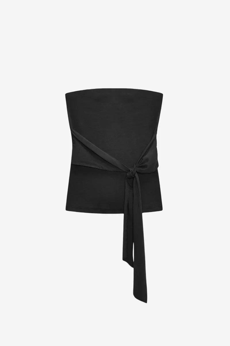 DILVIN Slim Fit Strapless Bandeau Blouse