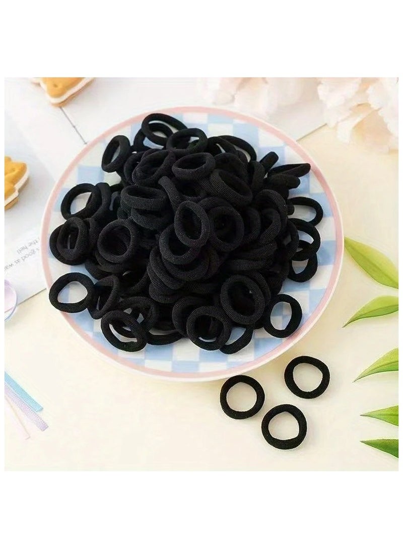 Generic 100pcs Small Elastic Hair Bands for Girls - Solid Color Polyester Ponytail Holders, Casual All-Season Hair Ties, Daily Use Rubber Scrunchie Hair Accessories for Teens - Image 3