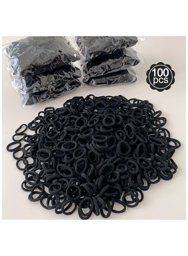 Generic 100pcs Small Elastic Hair Bands for Girls - Solid Color Polyester Ponytail Holders, Casual All-Season Hair Ties, Daily Use Rubber Scrunchie Hair Accessories for Teens - Image 4