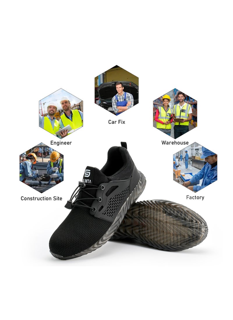 SLIMTA - SLIMTA Men Women Safety Shoes Non-Slip Steel Toe Cap Trainers Mesh Breathable Lightweight Comfortable Puncture Proof Industrial Shoes - Image 1