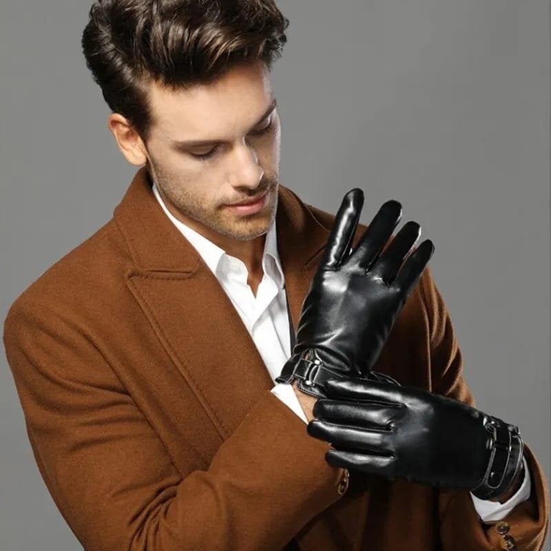 Mood Agenda Men's Touch Screen Windproof Cold Resistant Leather Gloves 