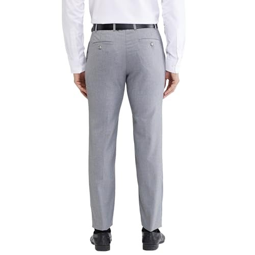 Raymond Men's Slim Fit Mid Rise Formal Trousers, Poly Viscose Blend, Structure Pattern, Flat Front | Dark Grey - Image 4