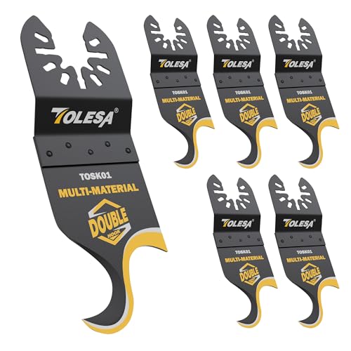 TOLESA Oscillating Multi Tool Hook Knife Blade, 5 PCS Multitool Saw Blades for Cutting Soft Materials Roofing Shingles, PVC Floor Carpet, Cardboard - Image 1