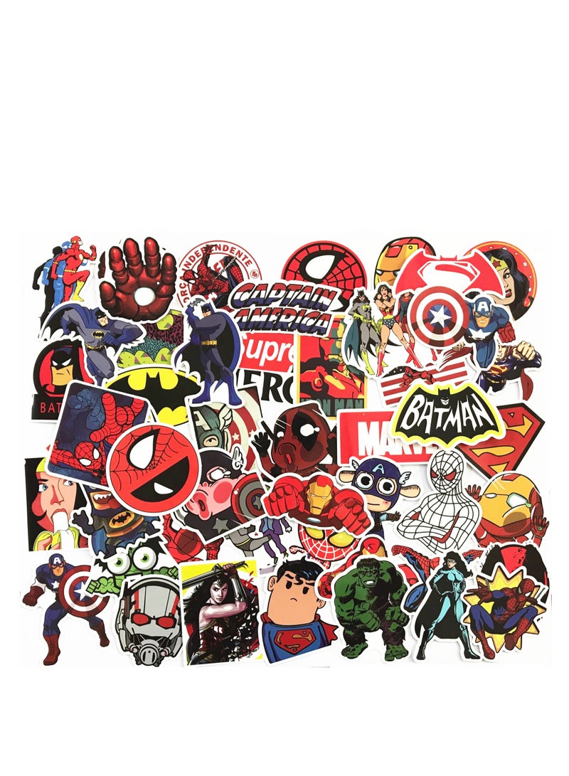 50 PCS Stickers,Cute Funny  MARVEL and DC Super Hero Stickers for Water Bottles Laptop Phone Case Luggage Waterproof Super Hero Theme Party Decor Space Stickers Gift for Kids Teens Adults - Image 1