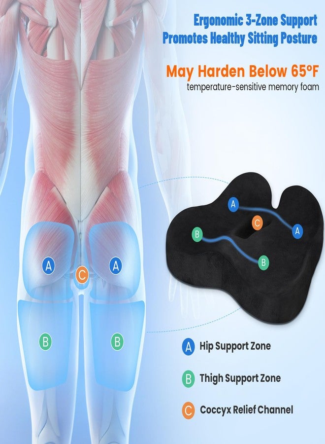 DailyCuddles Wheelchair Seat Cushion, Premium Memory Foam Office Chair Cushion, Supportive Donut Pillow for Sciatica, Tailbone & Back Relief, Ergonomic Long Sitting Chair Pad for Car, Airplane, Black - Image 3